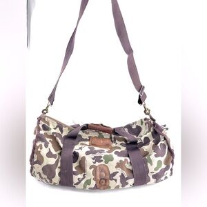 Vintage Ducks Unlimited Bob Allen Green Brown Ducks Camo Canvas Duffle Bag Rare